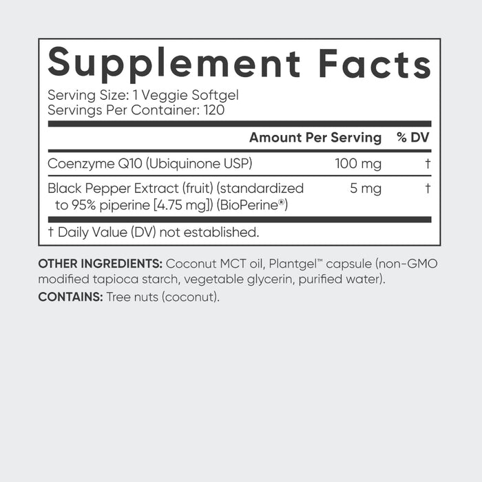 Sports Research CoQ10 Enhanced with Coconut Oil & Bioperine 120 Veg Capsules