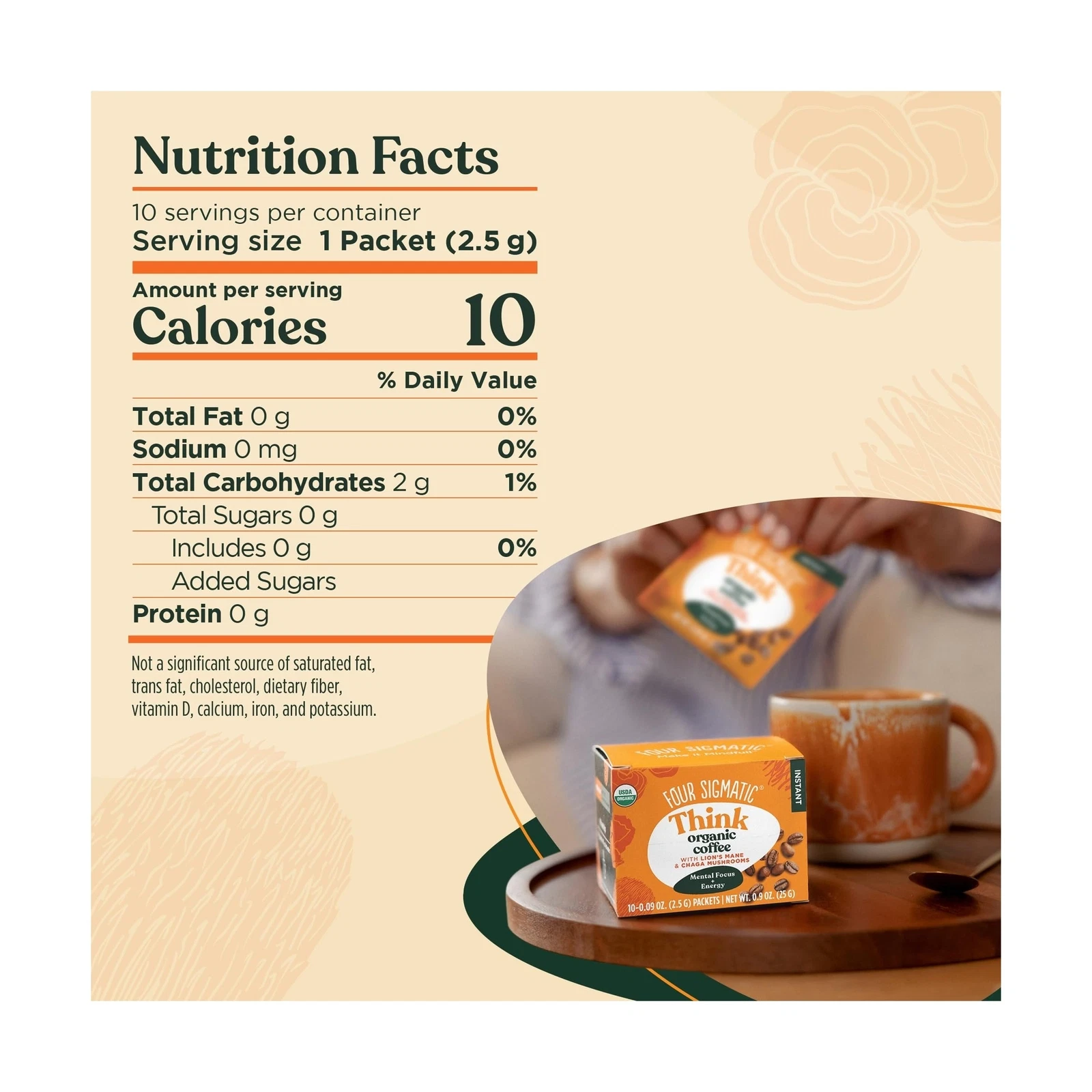 Four Sigmatic Organic Coffee with Lion's Mane & Chaga Mushrooms (Pack of 10)