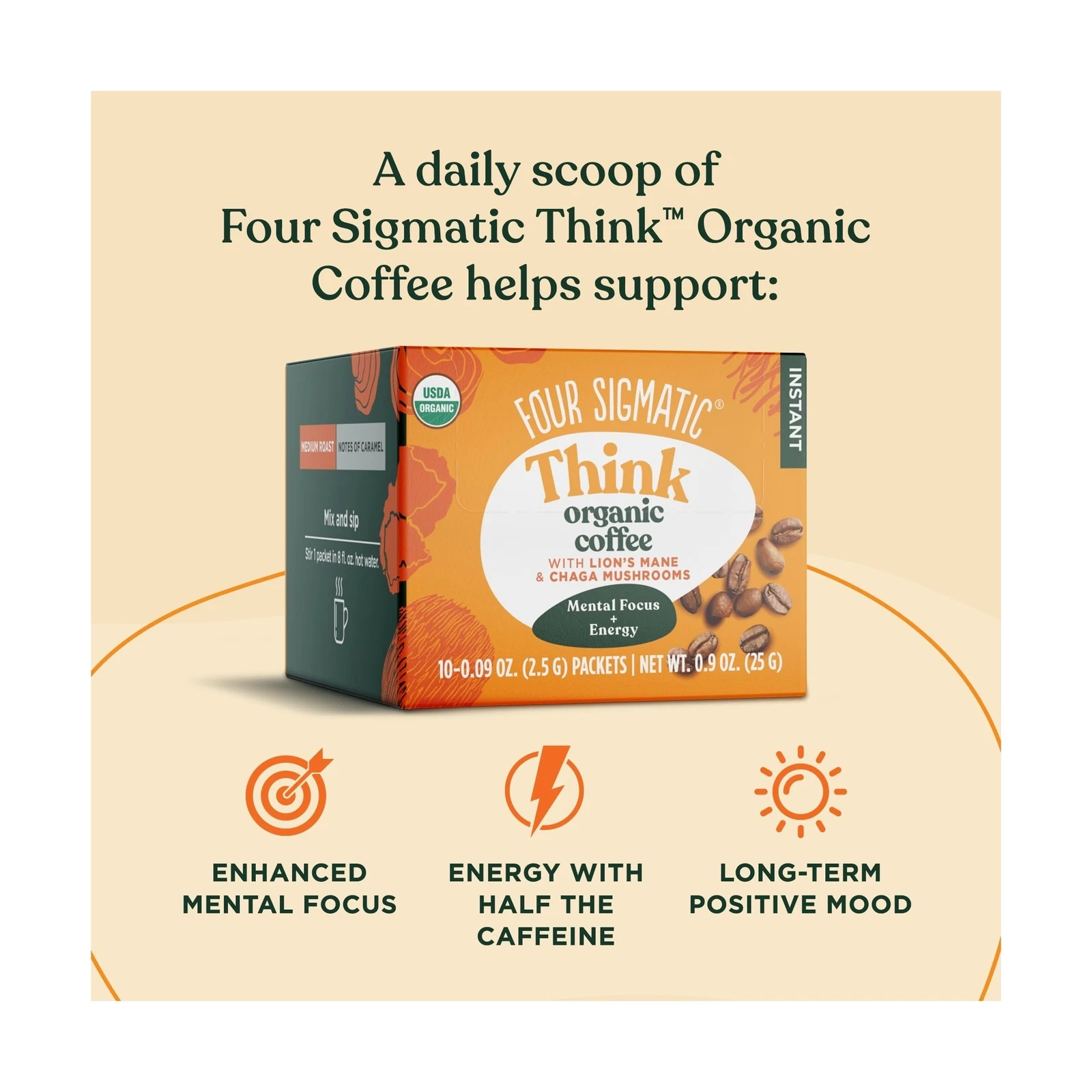 Four Sigmatic Organic Coffee with Lion's Mane & Chaga Mushrooms (Pack of 10)