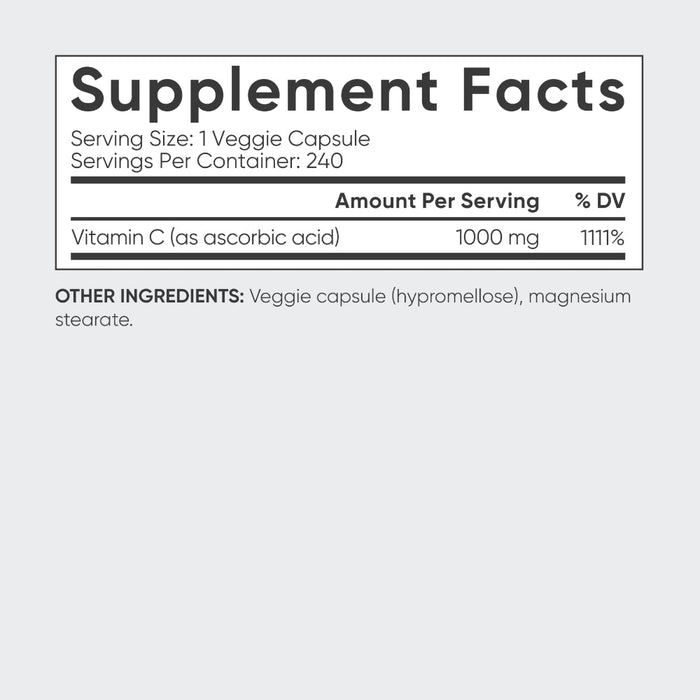 Sports Research High Potency Vitamin C 1000 mg 240 Veggie Capsules