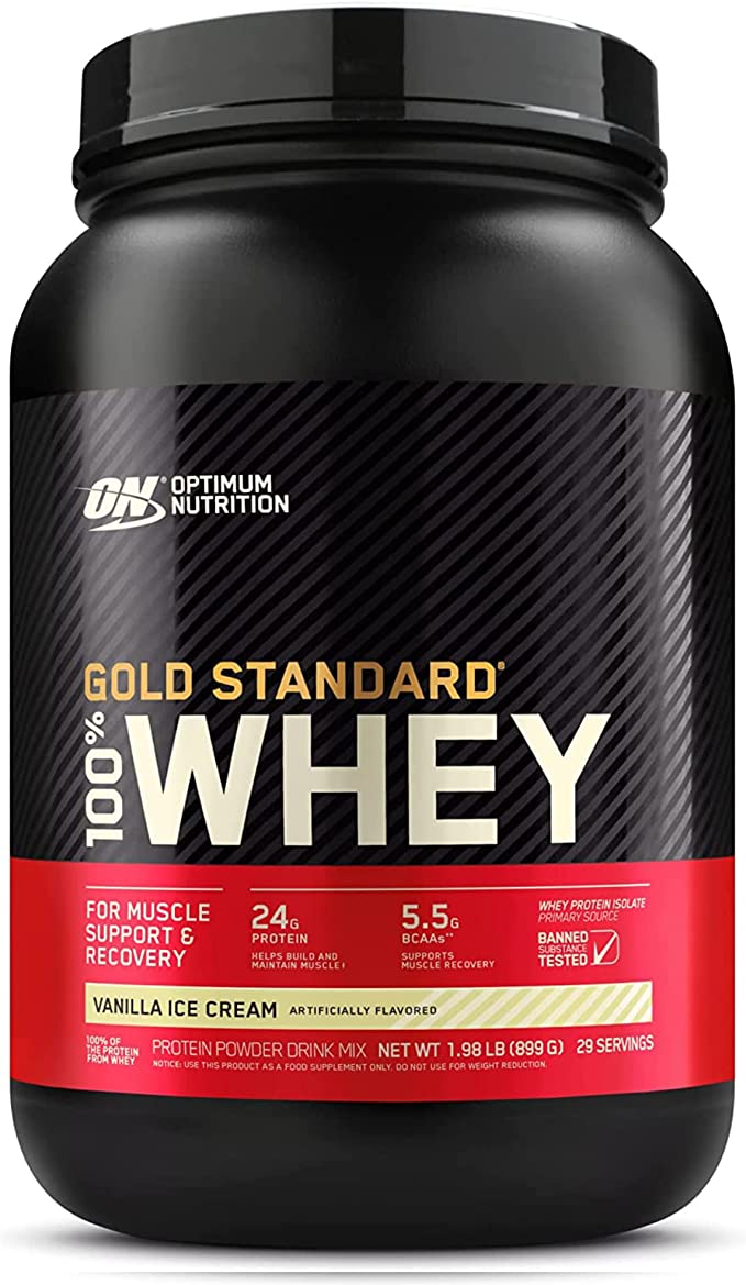 Optimum Nutrition 100% Gold Standard Whey + Blender Stainless Steel Shaker Bottle