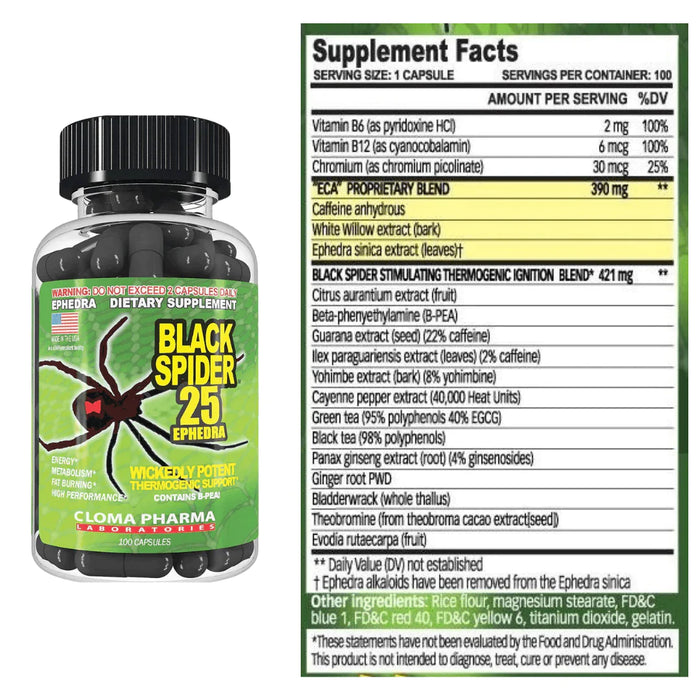 Cloma Pharma Black Spider Fat Burner 100 Caps