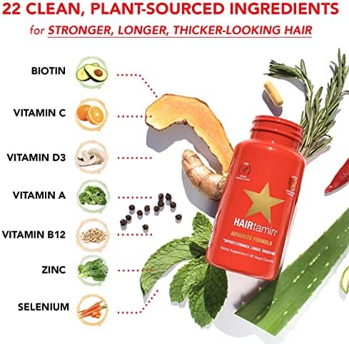 Hairtamin Healthy Hair Growth Vitamins - Biotin Hair Growth Supplement - 30 Capsules