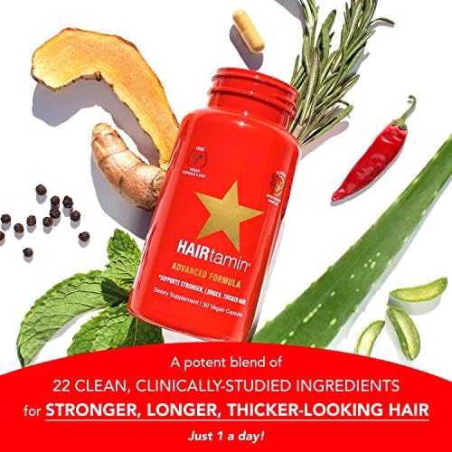 Hairtamin Healthy Hair Growth Vitamins - Biotin Hair Growth Supplement - 30 Capsules