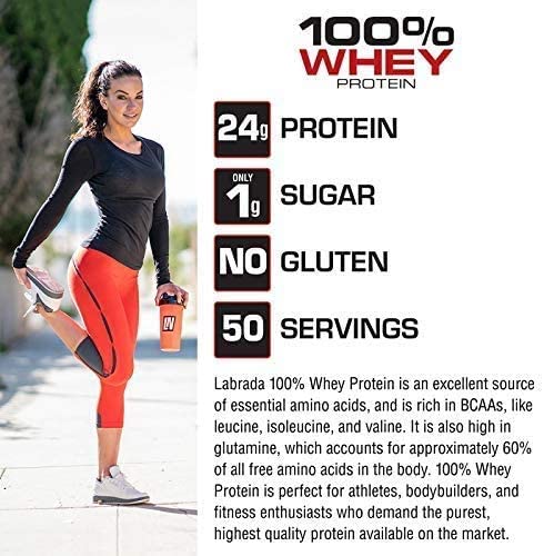 Labrada Nutrition 100% Whey Protein 50 Servings, Gluten Free 29g Protein