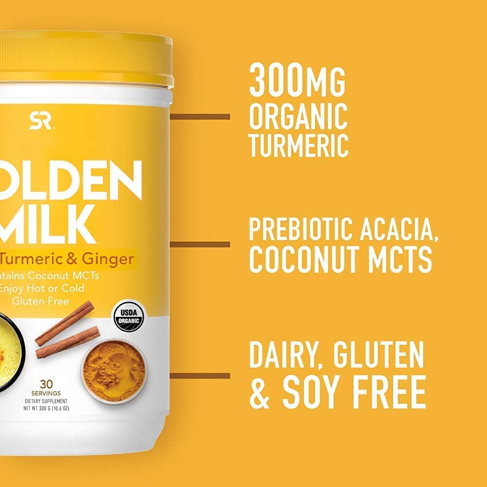 Sports Research Golden Milk Made with Turmeric Curcumin Ginger Cinnamon & Spices 30 Servings