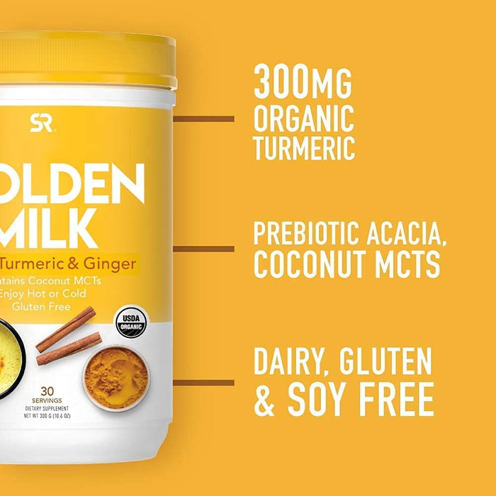 Sports Research Golden Milk Made with Turmeric Curcumin Ginger Cinnamon & Spices 30 Servings