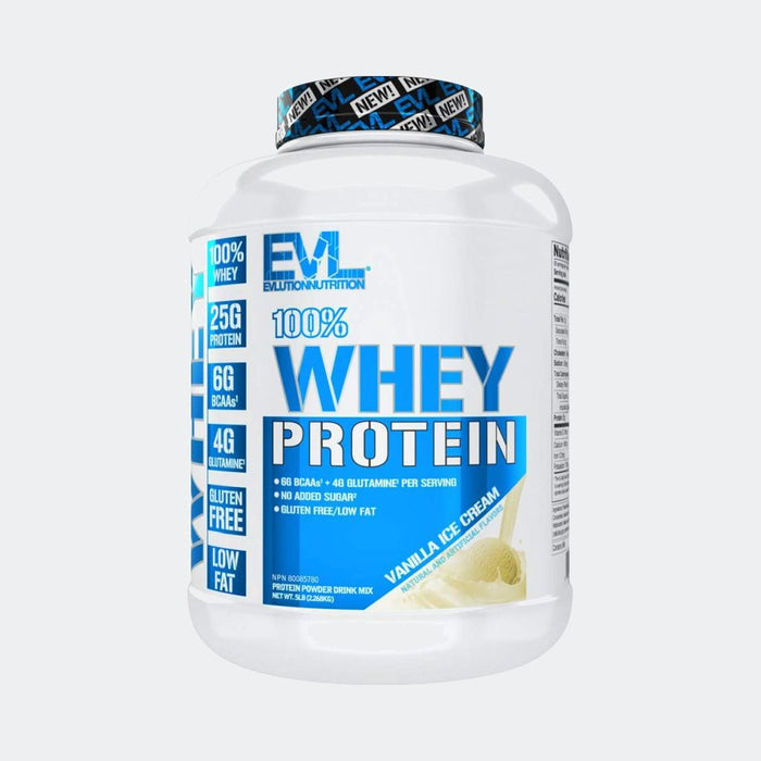 Evlution Nutrition 100% Whey Protein Powder 5lb, Gluten Free/Low Fat