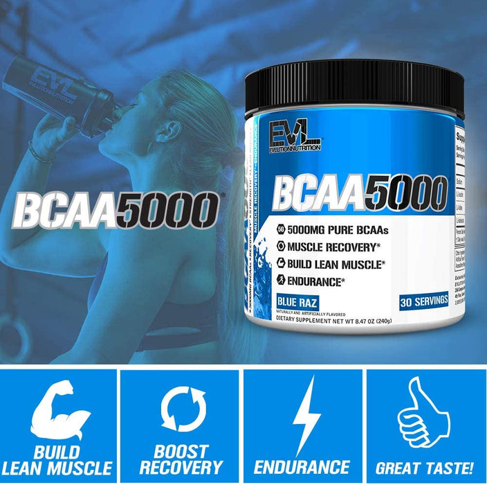 Evlution Nutrition BCAA5000 Powder 240g, 5 Grams of Premium BCAAs