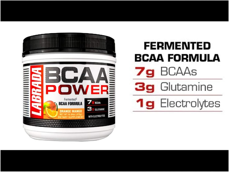 Labrada BCAA Power 30 Servings Fermented BCAA Formula, 3g Glutamine With Electrolytes