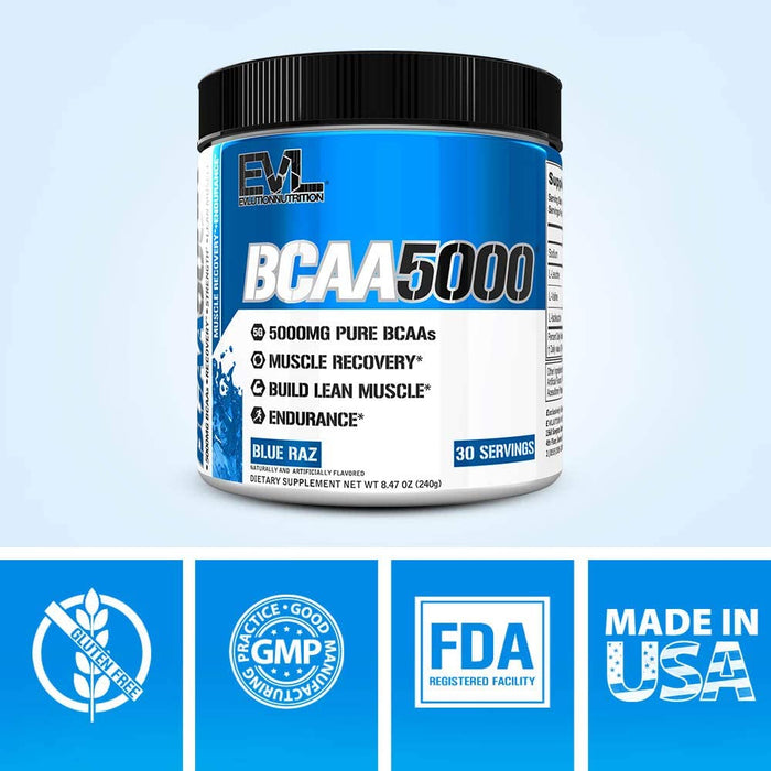 Evlution Nutrition BCAA5000 Powder 240g, 5 Grams of Premium BCAAs