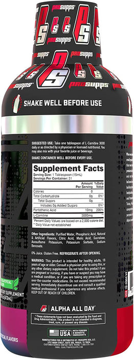 ProSupps L-Carnitine 3000 Liquid Shots 31 Servings, Metabolic Energizer