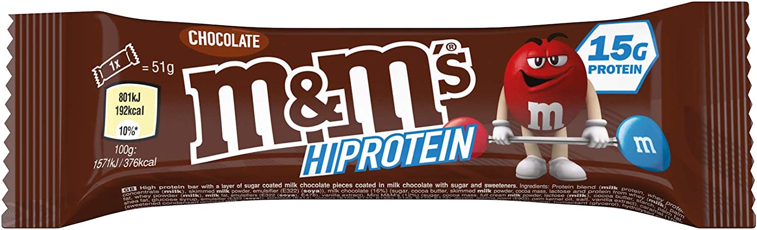 M&M's Hi-Protein Bar 12 Pack, Bars Perfect for a Post Workout Snack