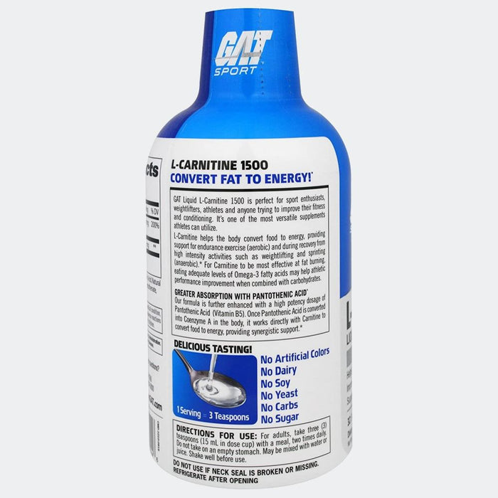 GAT SPORT Essentials Liquid L-Carnitine 32 Servings 1500MG Amino Acid