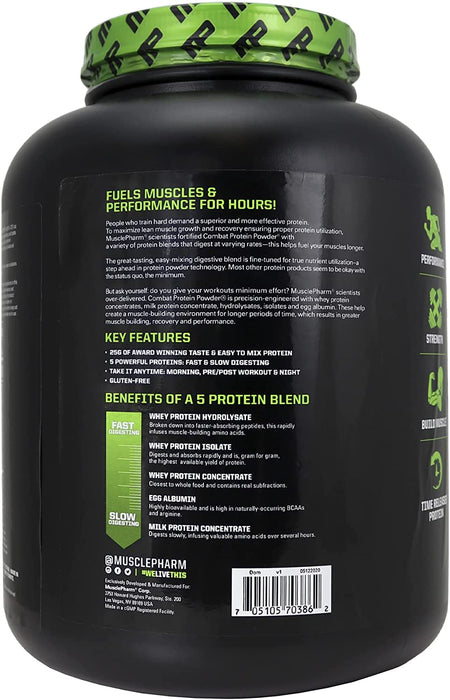 MusclePharm Combat Protein Powder 4lb, wpi Digests and Absorbs Rapidly