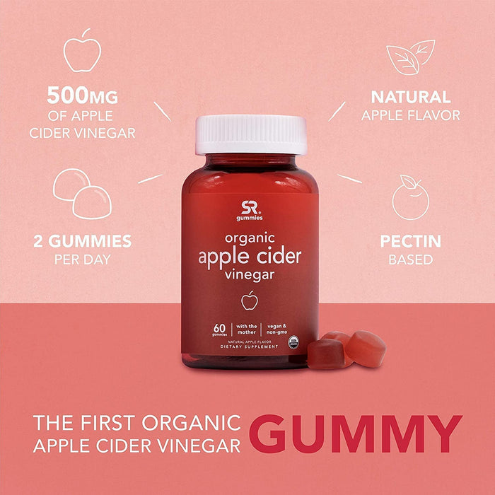 Sports Research Organic Apple Cider Vinegar Vegan Non-GMO 60 Gummies