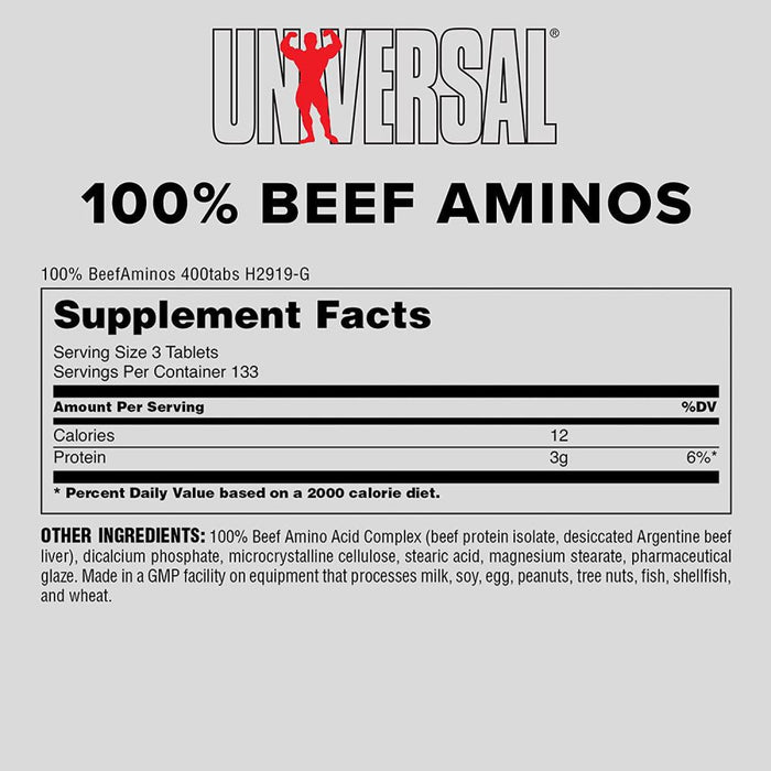 Universal Nutrition 100% Beef Aminos,3g of Pure Beef Protein Isolate