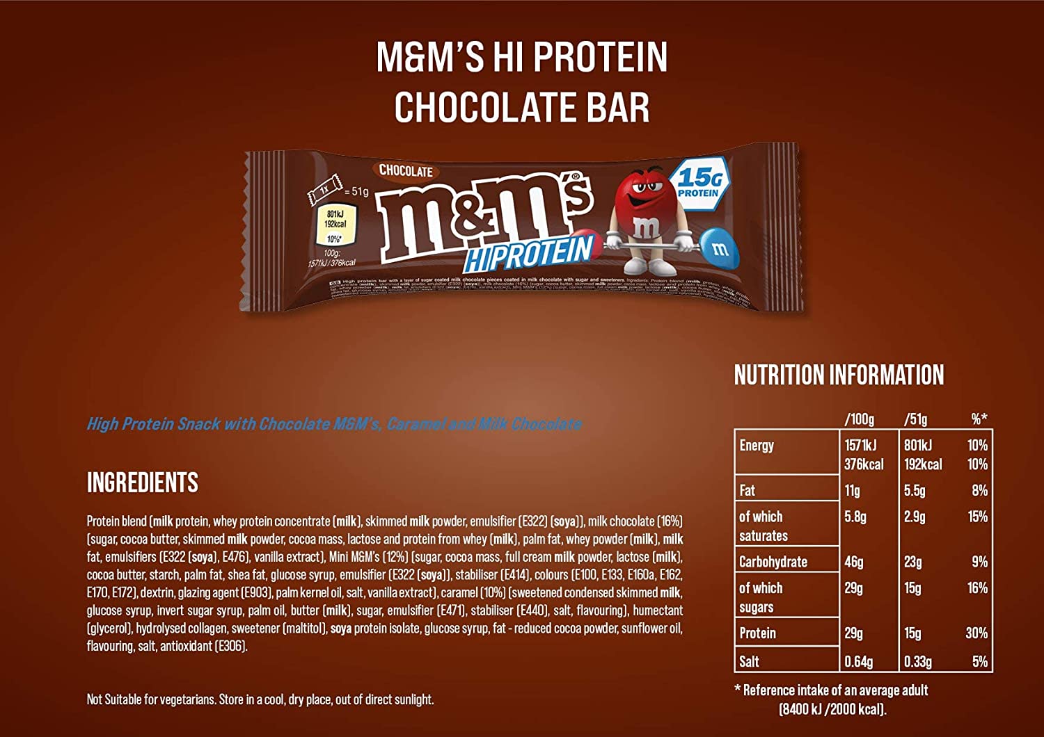 M&M's Hi-Protein Bar - Pack of 12