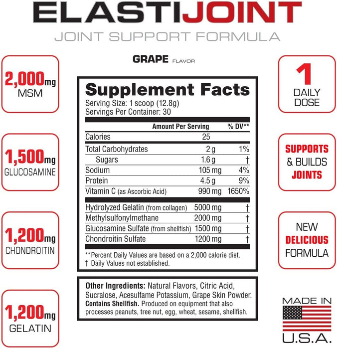 LABRADA ElastiJoint 30 Servings With Glucosamine Chondroitin, MSM and Collagen