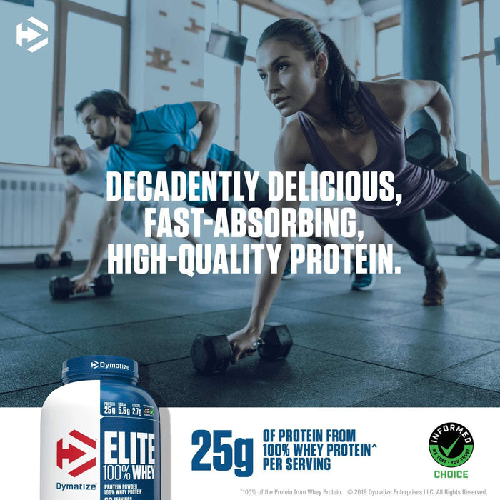 Dymatize Nutrition Elite 100% Whey 63 Serving Protein Powder 5lb, Gluten Free
