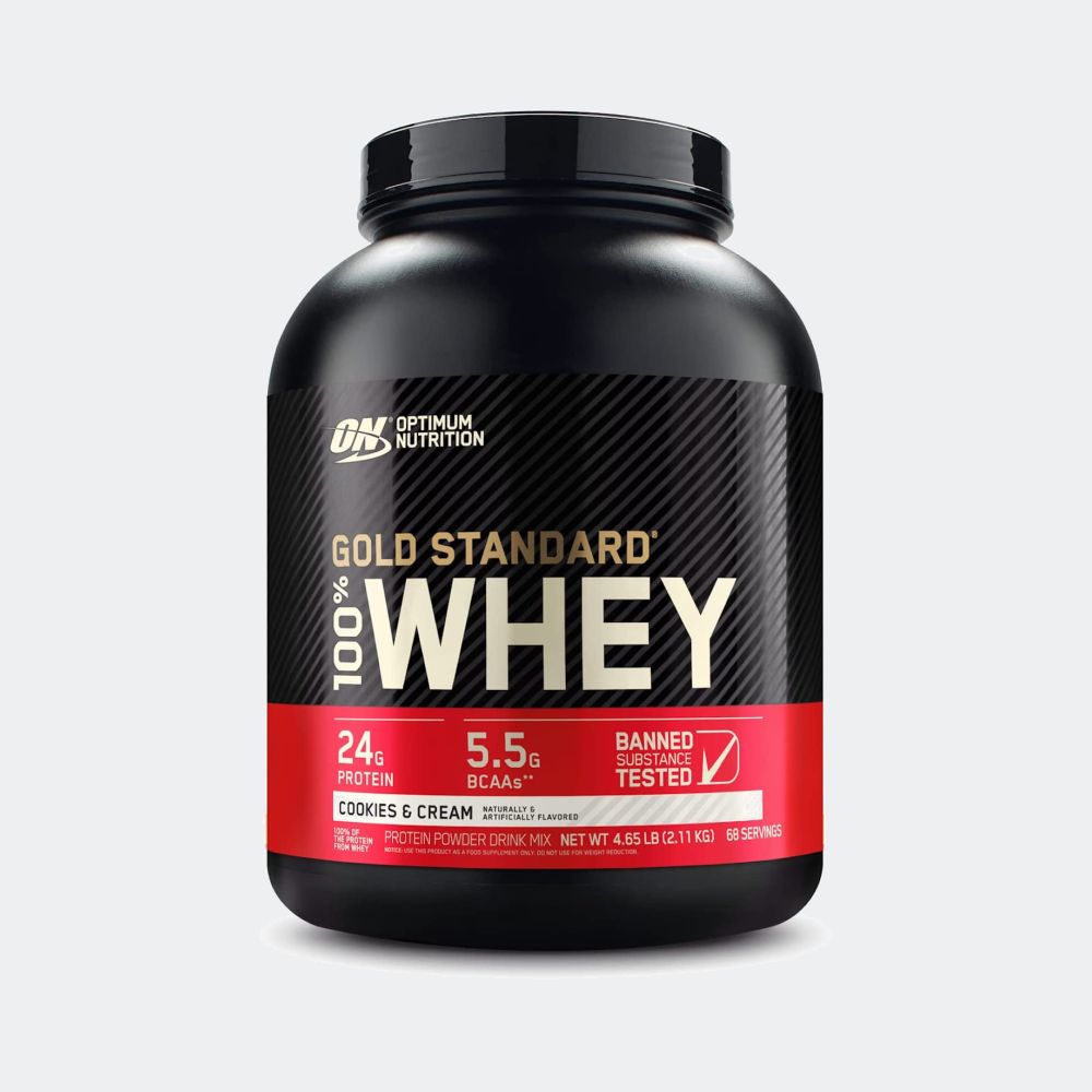Optimum Nutrition 100% Gold Standard Whey + Blender Stainless Steel Shaker Bottle