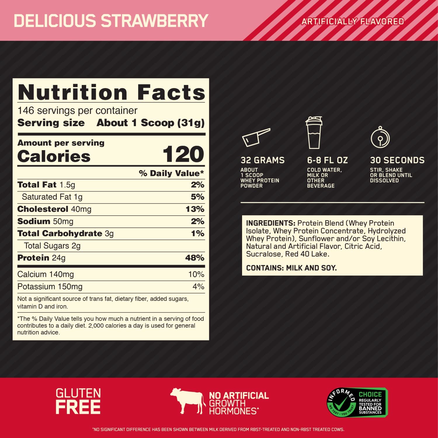 Optimum Nutrition 100% Gold Standard Whey + Blender Stainless Steel Shaker Bottle