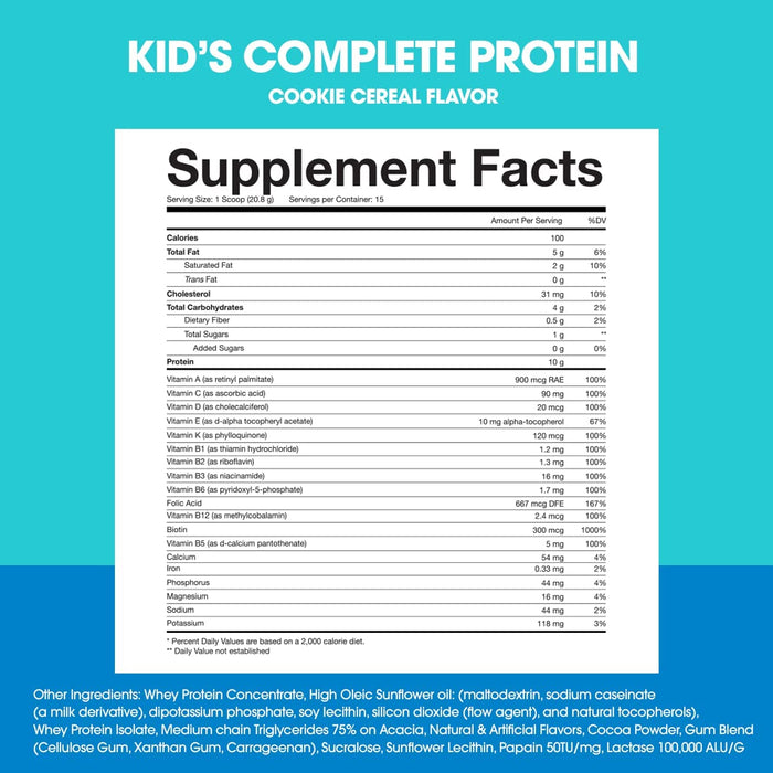 Obvi Kid's Complete Protein 15 Servings, Gluten Free,18 Vitamins & Minerals