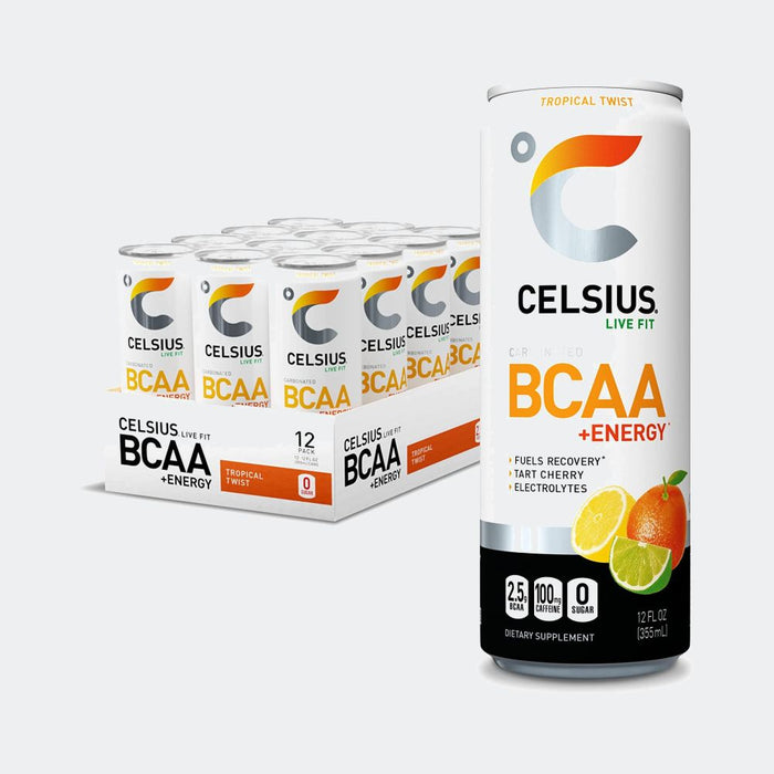 CELSIUS BCAA +Energy Hydration Drink Pack of 12 Post-Workout Recovery