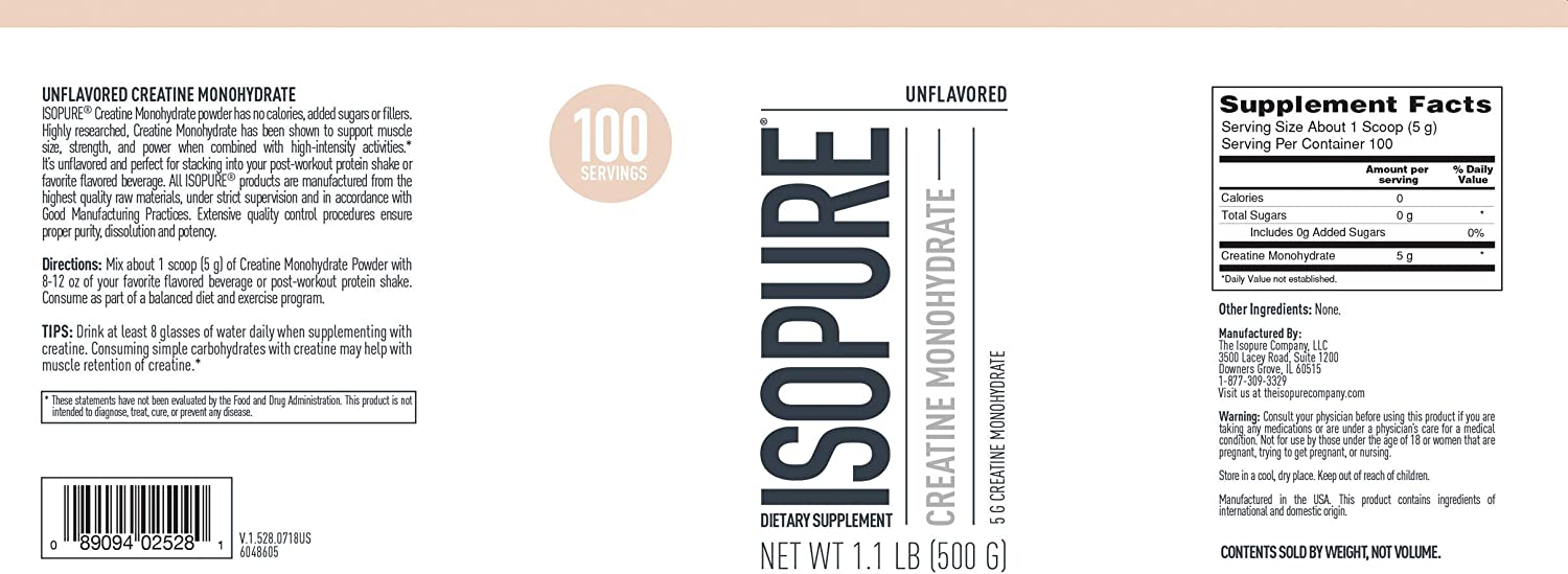 Isopure Creatine Monohydrate Unflavored 500g