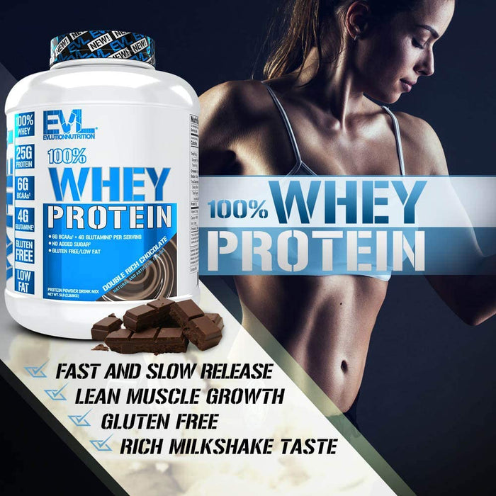 Evlution Nutrition 100% Whey Protein Powder 5lb, Gluten Free/Low Fat