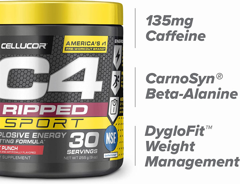 Cellucor C4 Ripped Sport Explosive Energy 30 Servings Pre Workout Powder