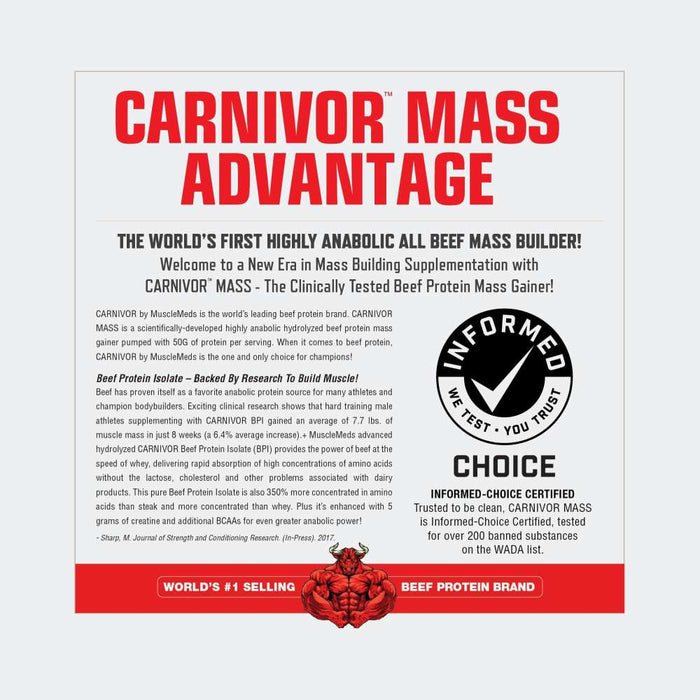 MuscleMeds Carnivor Mass Anabolic Beef Protein Gainer 6lb