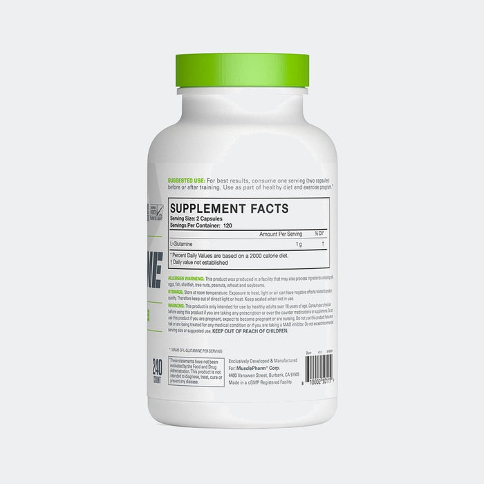 Muscle Pharm Essentials Glutamine 240 Capsules, Recovery Time and Digestion