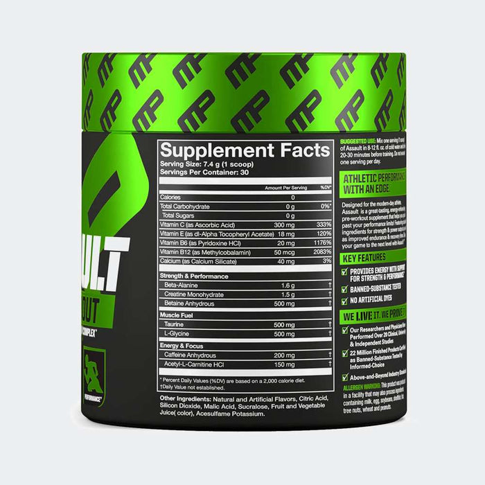 MusclePharm Assault Pre Workout Powder 30 Serving, Endurance and Strength