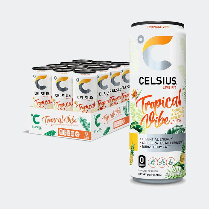 CELSIUS Fitness Drink 12oz Slim Can 12 Pack, Zero Sugar for Men & Women