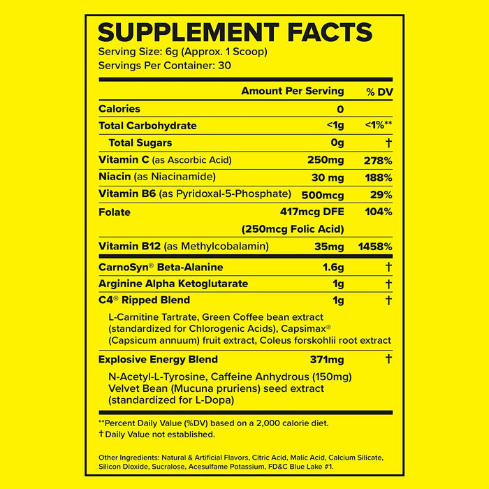Cellucor C4 Ripped Pre Workout Energy Supplement powder 30 Servings