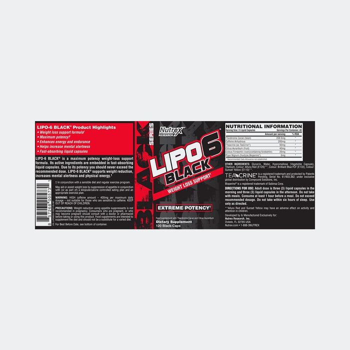 Nutrex Research Lipo6 Black 60 Liquid Capsules, Weight Loss Support