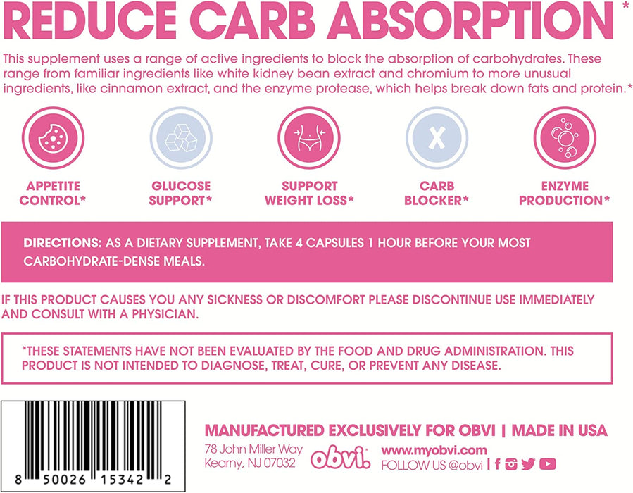 Obvi Guilt Free Carb Blocker 30 Servings, Reduce Carbohydrate Absorption