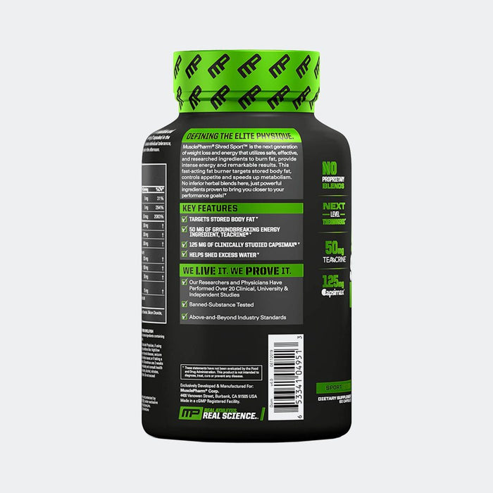 MusclePharm Shred Sport 30 Capsules, Promotes Lean Muscle Mass