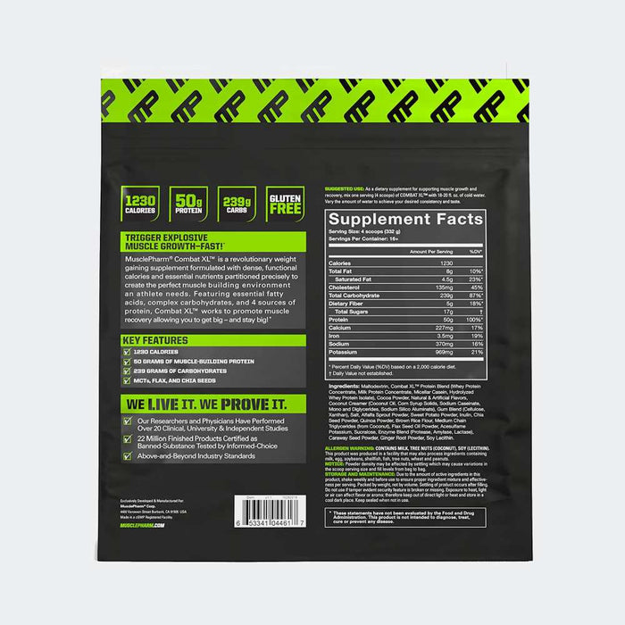 MusclePharm Combat XL Mass Gainer Powder, Weight Gainer Protein Powder