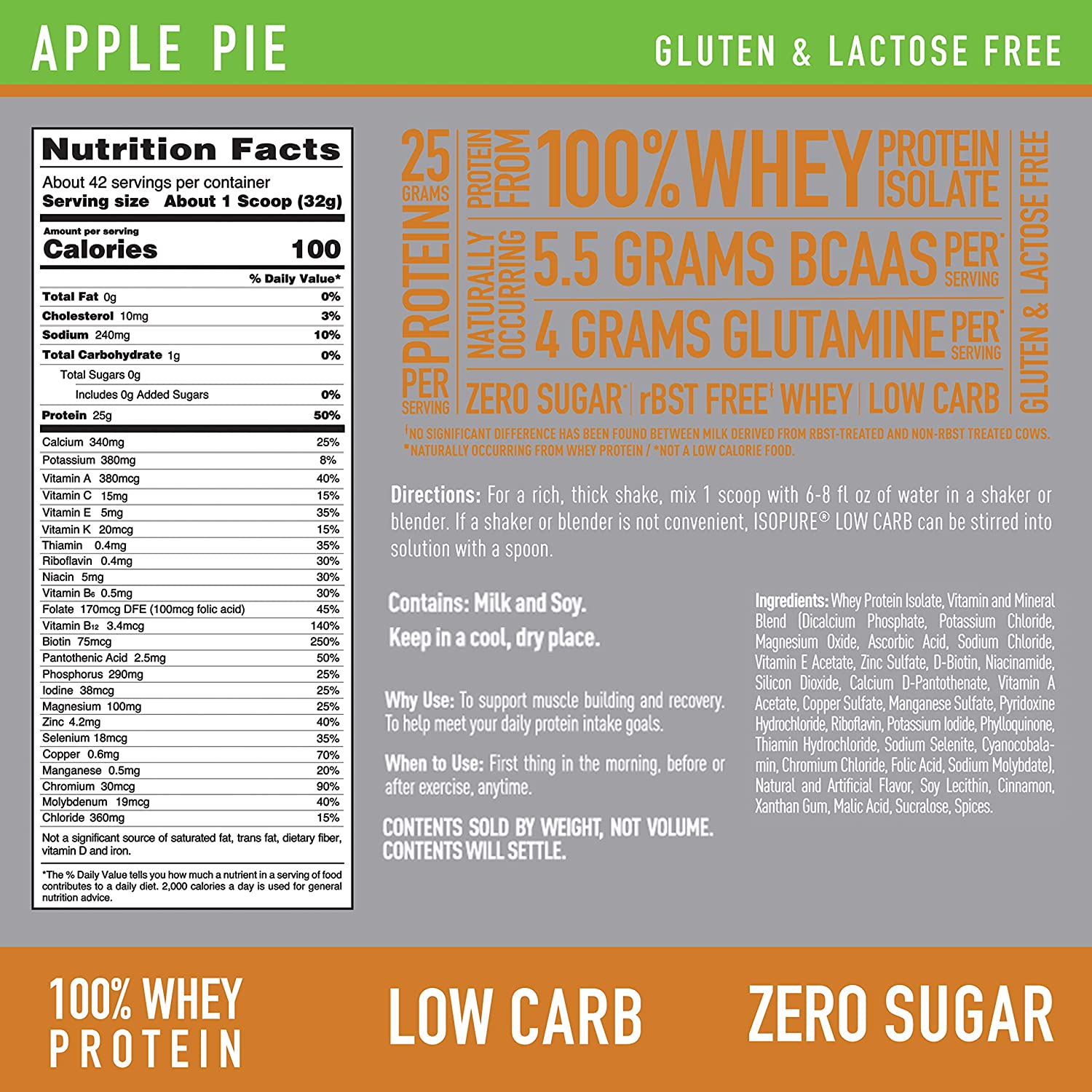 Isopure Zero Carb Protein Powder, 25g Of Protein From 100% Whey Protein Isolate