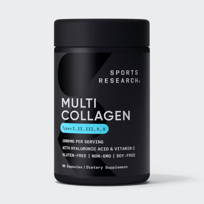 Sports Research Multi Collagen Complex(Type I, II, III, V, X) + Vitamin C 90 Capsules