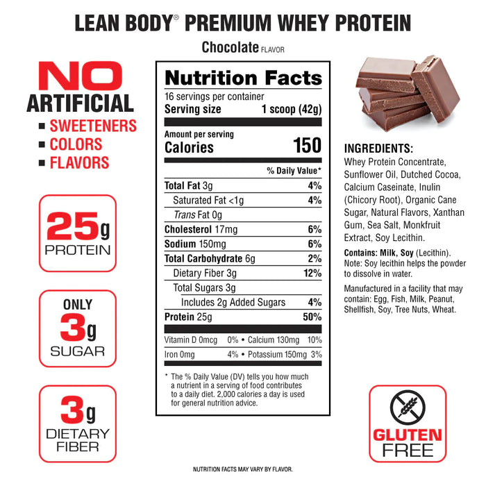 Labrada Lean Body Premium Whey Protein 18 Servings, 25g Protein Gluten Free