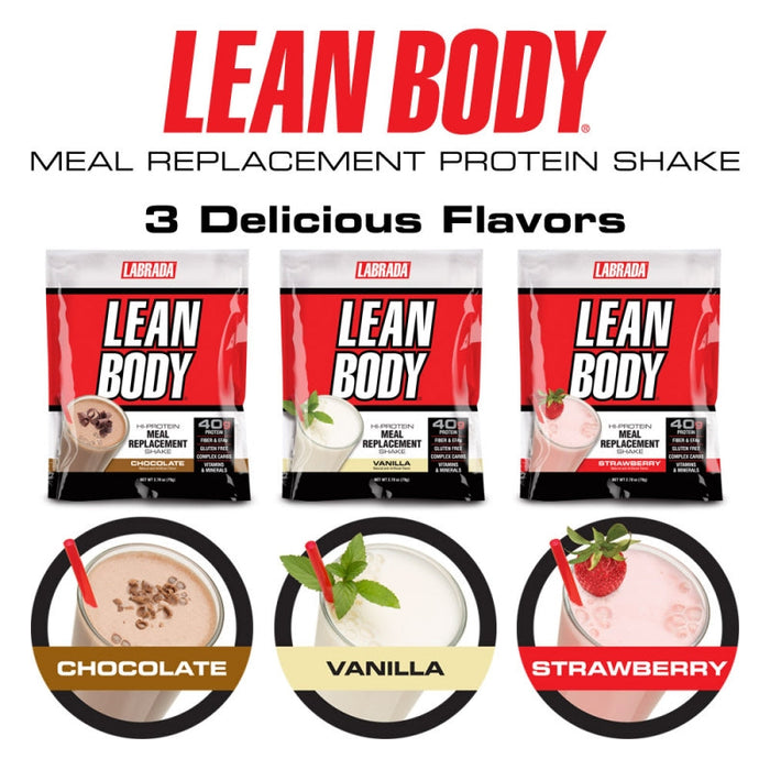 Labrada Lean Body 20 Packets Hi-Protein Meal Replacement Shake, 40g Protein