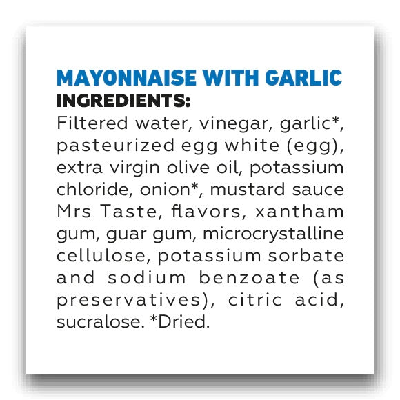 Mrs Taste Garlic Mayonnaise With Garlic 330g, Zero Calories