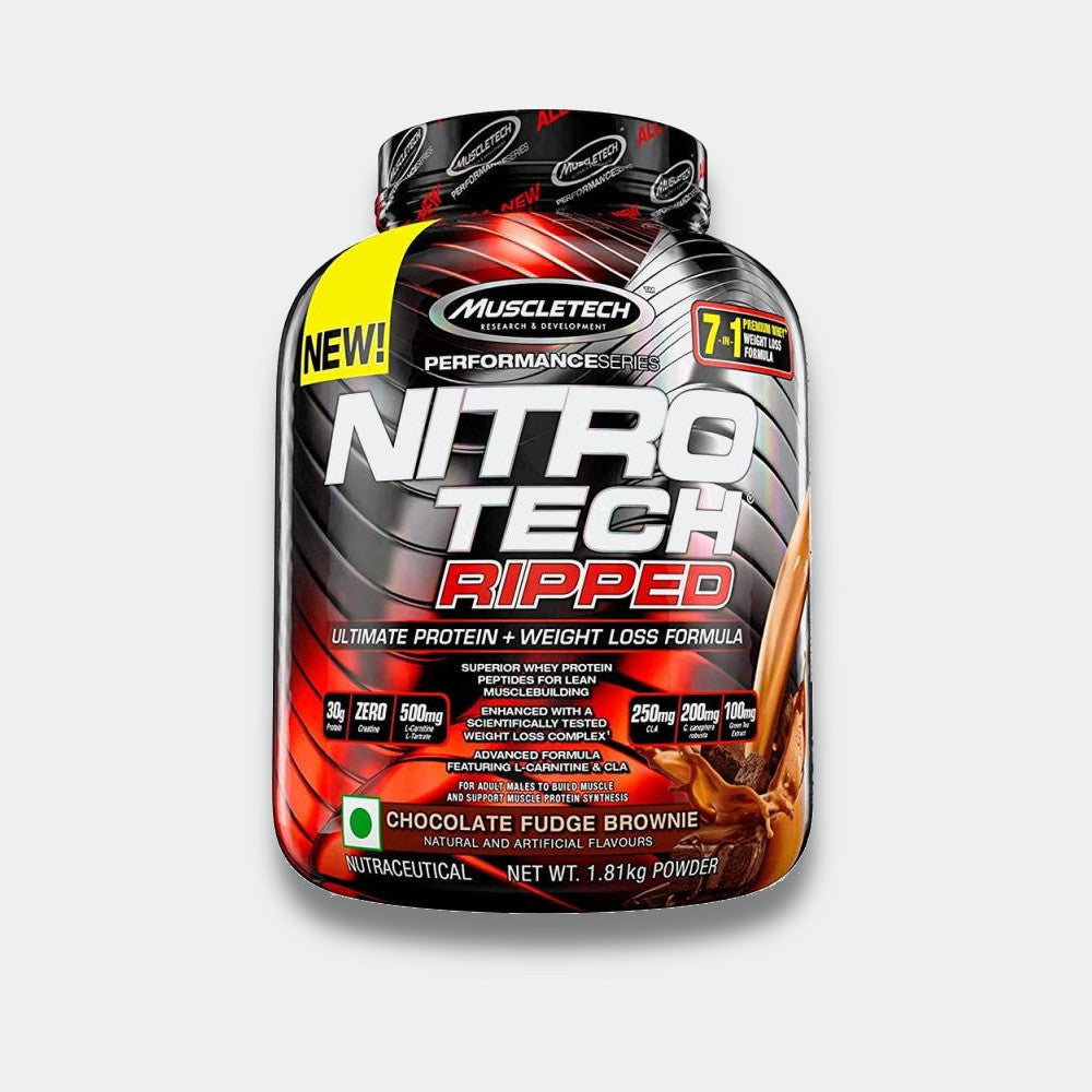 MuscleTech Nitro Tech Ripped Protein Powder 4lb, Chocolate Fudge Brown ...