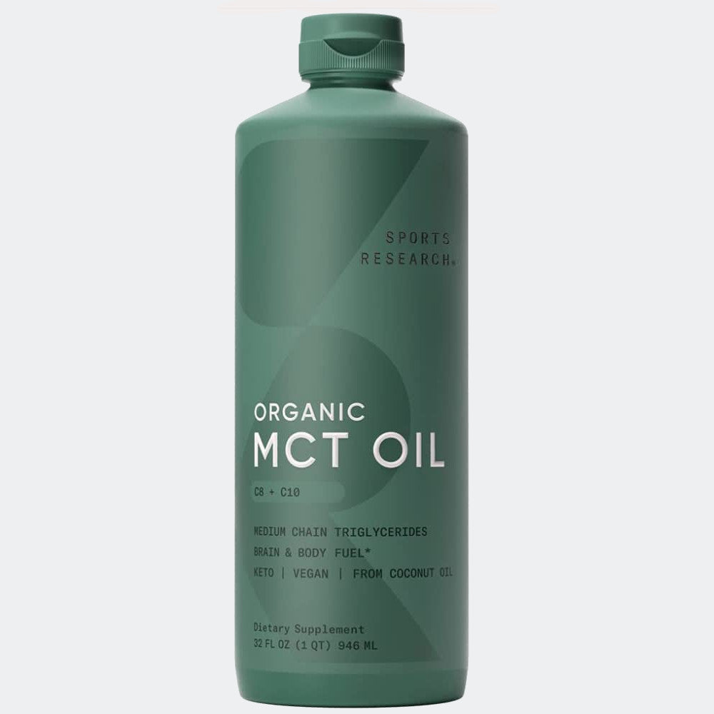 Sports Research MCT Oil C8 + C10 Medium Chain Triglycerides Vegan Keto Unflavored 32Fl Oz