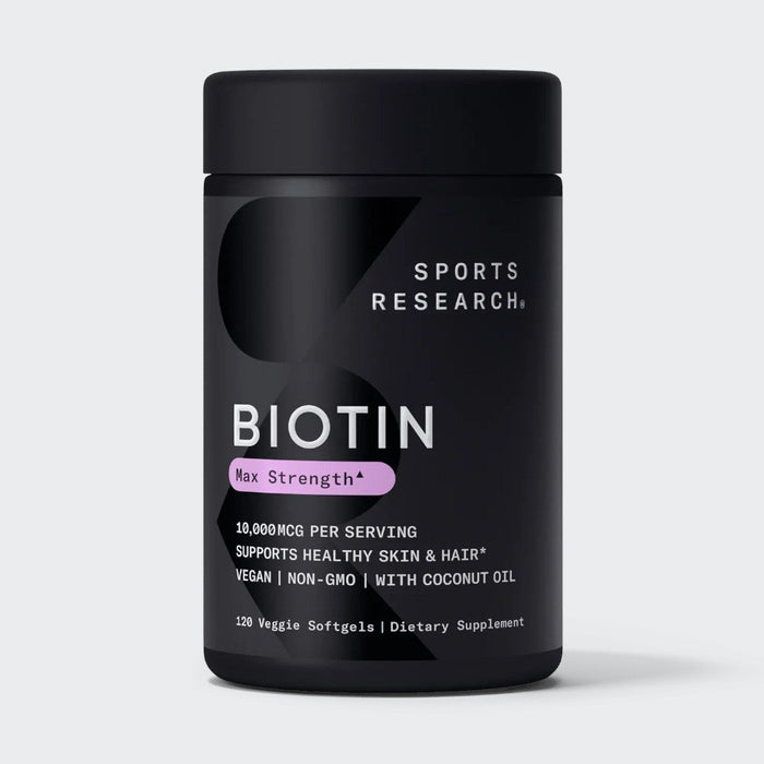 Sports Research Biotin with Organic Virgin Coconut Oil, Veg Softgels