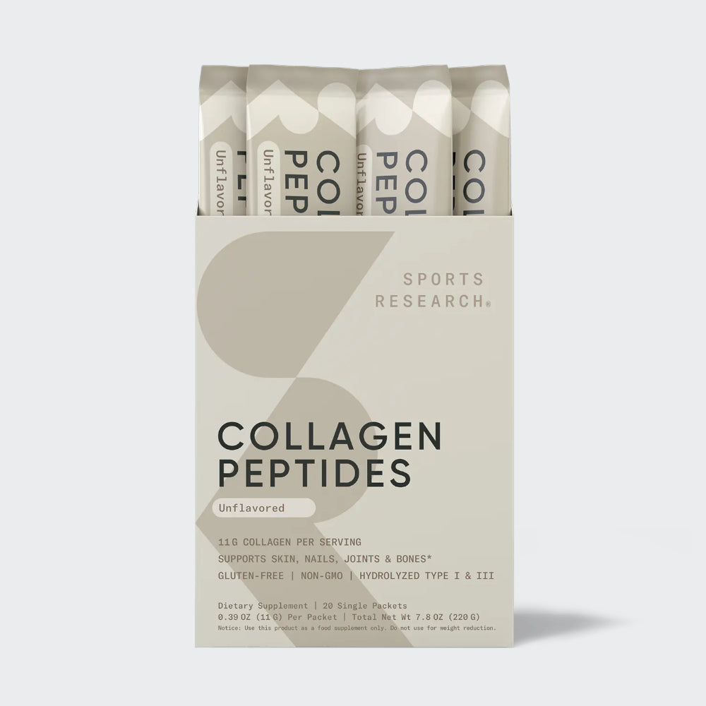Sports Research Collagen Peptides Powder Pack of 20, Each 11g, Healthy Skin