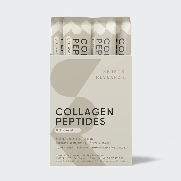 Sports Research Collagen Peptides Powder Pack of 20, Each 11g, Healthy Skin